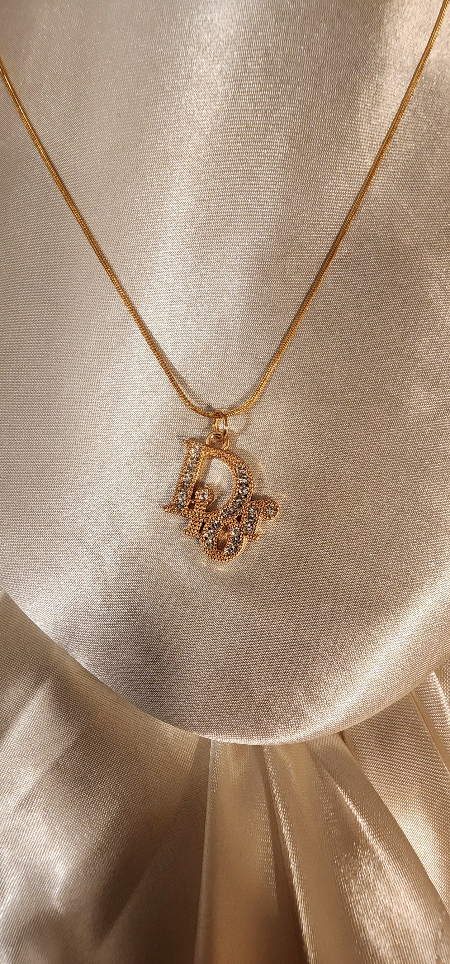 Repurposed Vintage Crystal Charm Necklace- DR Era