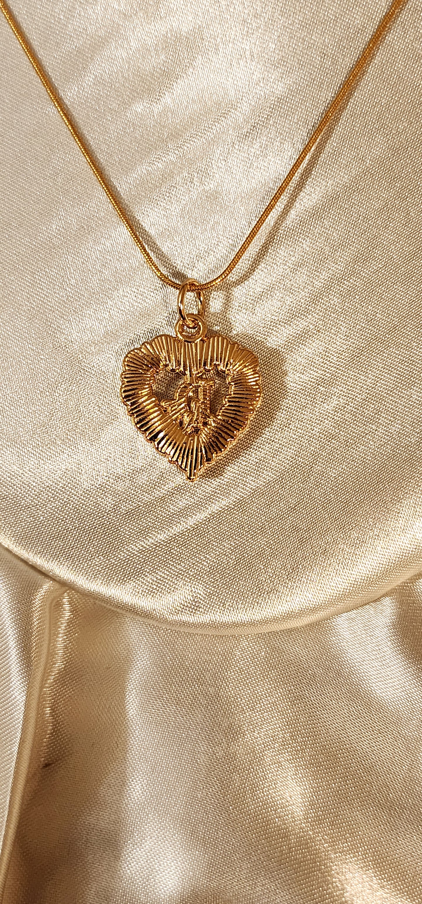 Repurposed Vintage Crystal Heart Charm Necklace- DR Era