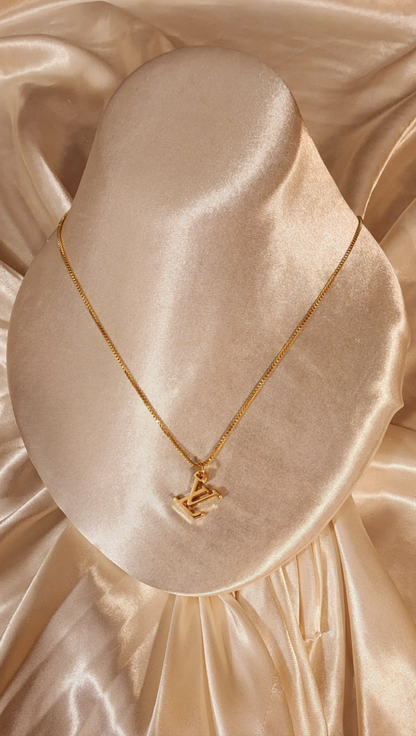 Repurposed Vintage Monogram Charm Necklace- LV Era