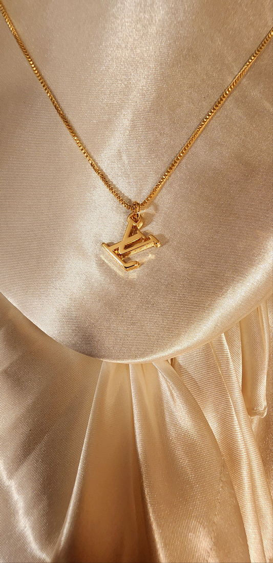 Repurposed Vintage Monogram Charm Necklace- LV Era