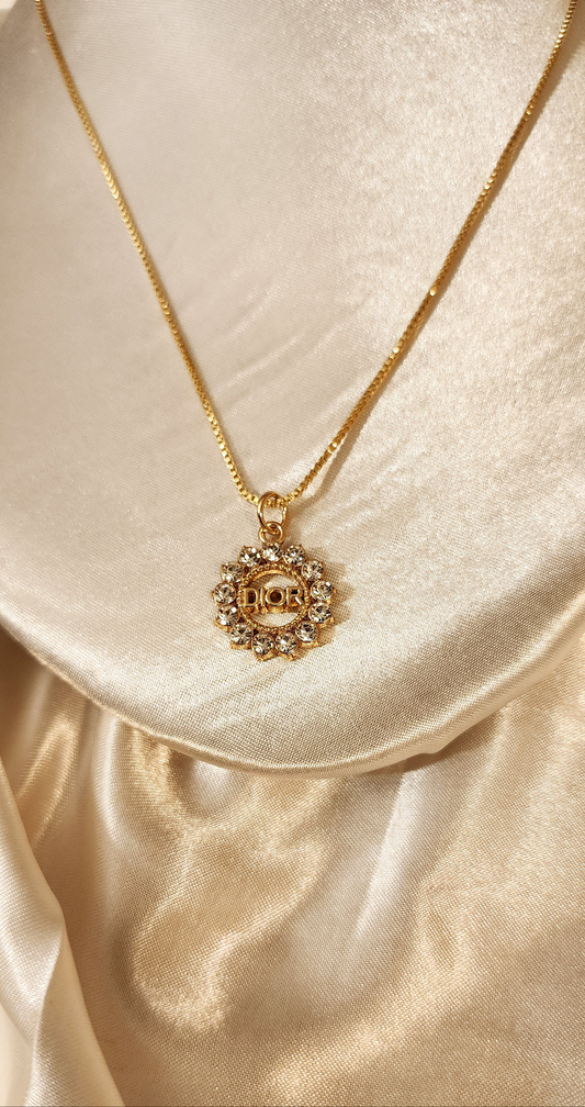Repurposed Vintage Crystal Charm Necklace- DR Era