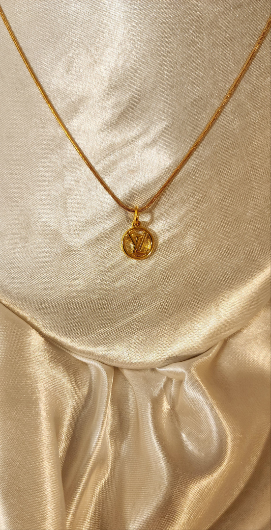 Repurposed Vintage Monogram Charm Necklace- LV Era