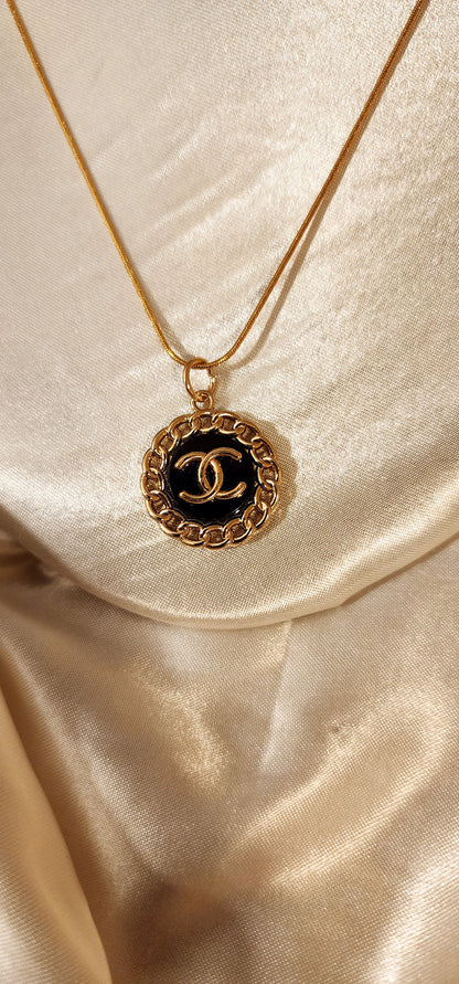 Repurposed Vintage Button Charm Necklace- CC Era