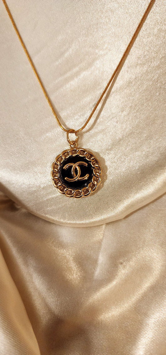 Repurposed Vintage Button Charm Necklace- CC Era