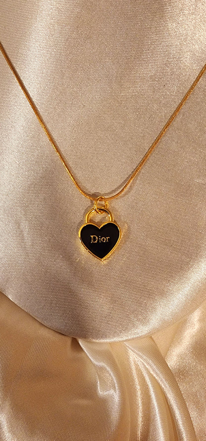 Repurposed Vintage Heart Charm  Necklace- DR Era
