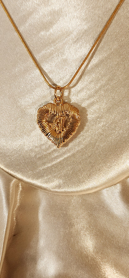 Repurposed Vintage Crystal Heart Charm Necklace- DR Era