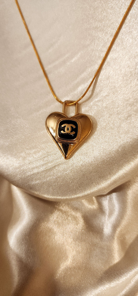 Repurposed Vintage Heart Charm Necklace- CC Era