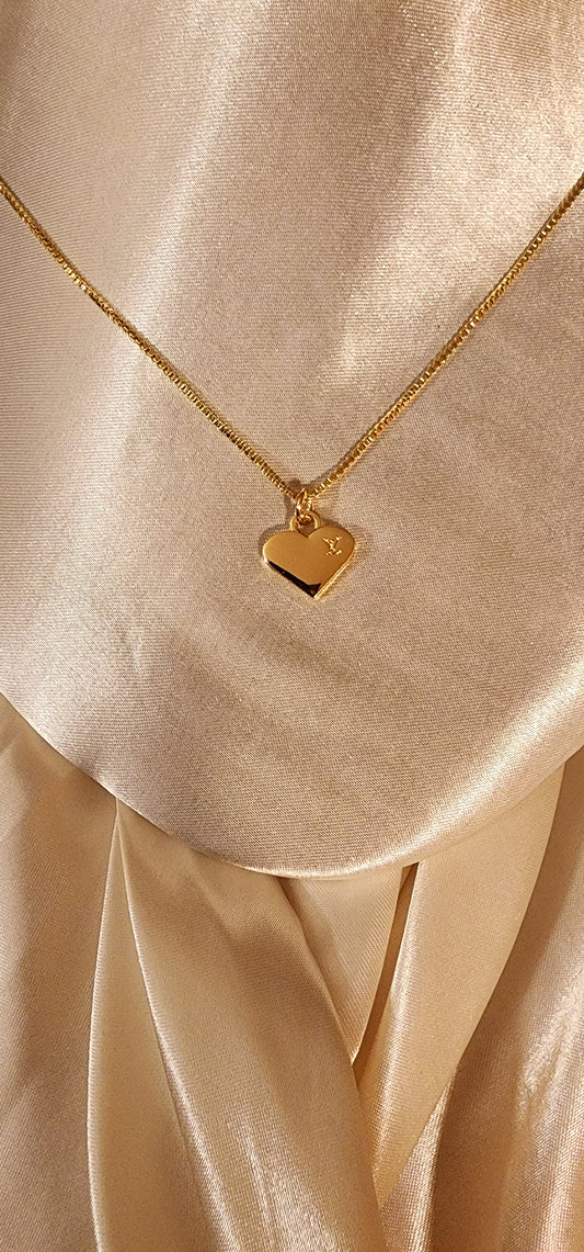 Repurposed Vintage Heart Charm Necklace- LV Era